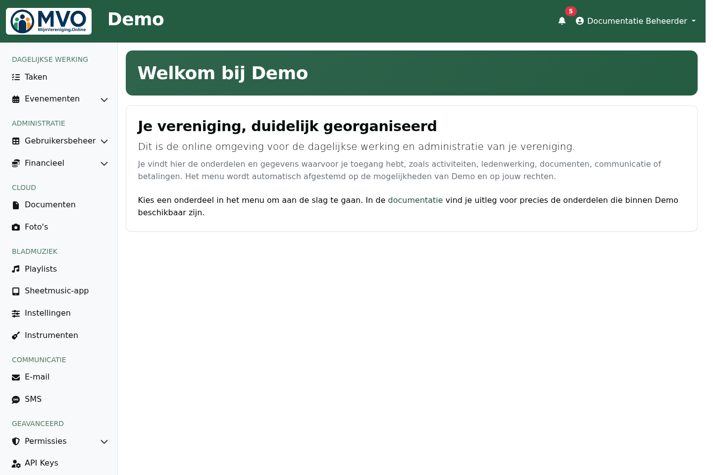 Startpagina van MijnVereniging.Online